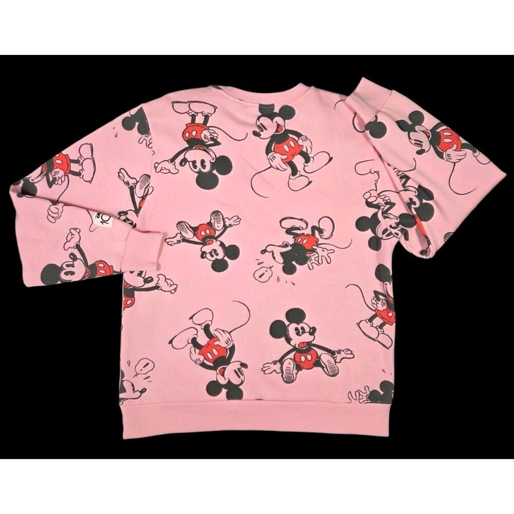 Mickey Mouse AOP Pullover Sweatshirt Disney 100 Pink Lightweight Womens Medium - Picture 2 of 10
